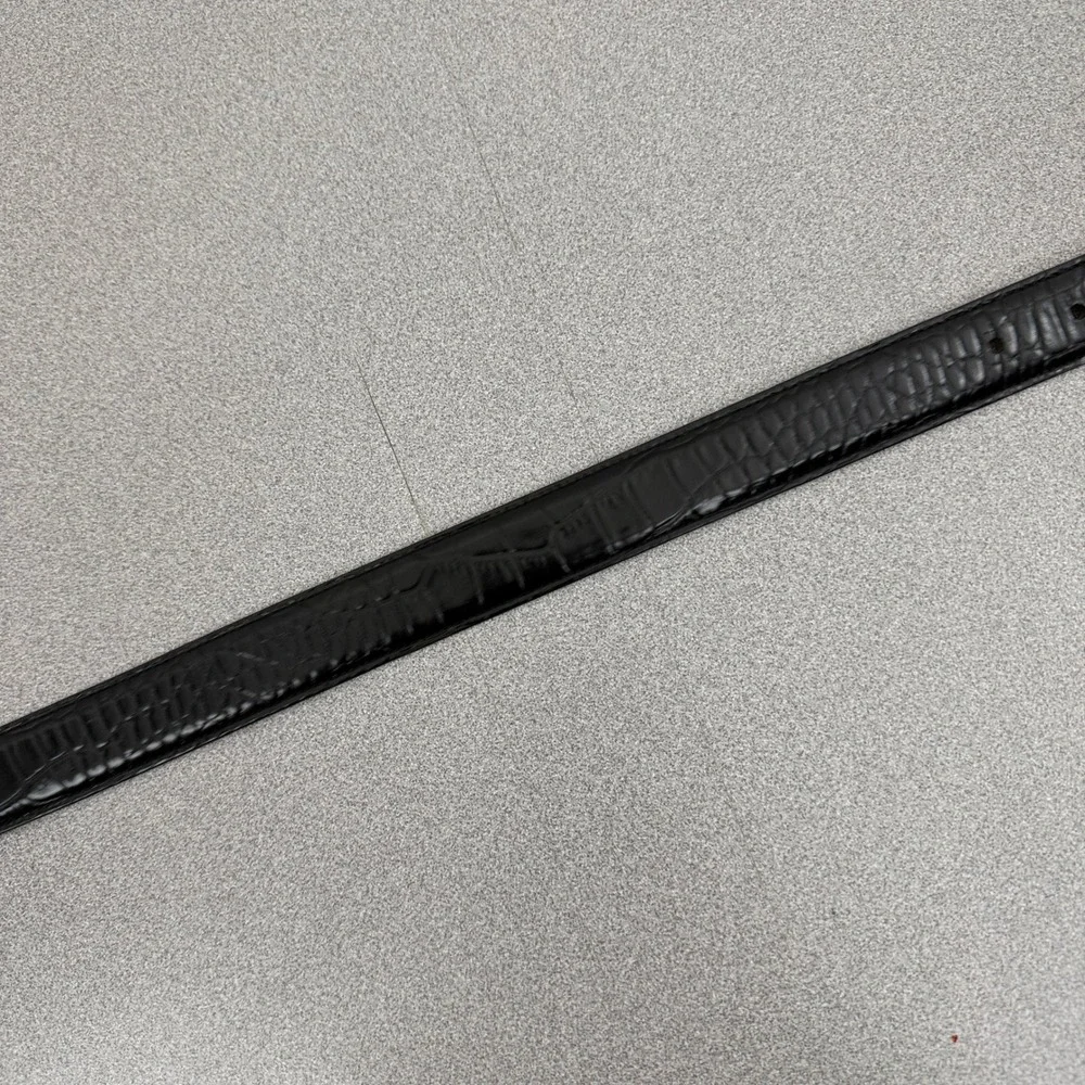 Trafalgar Belt Mens 34 Black Embossed Italian Calfskin Leather Dress Buckle